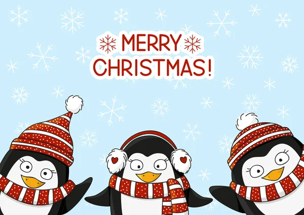 Mignon pingouins de Noël — Image vectorielle