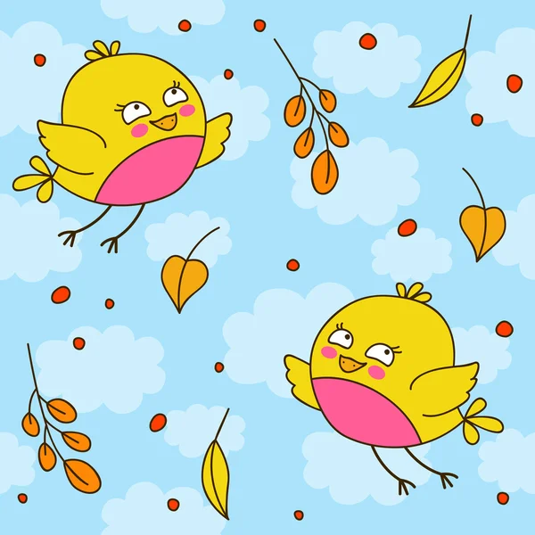 Cute cartoon birds — Stock Vector