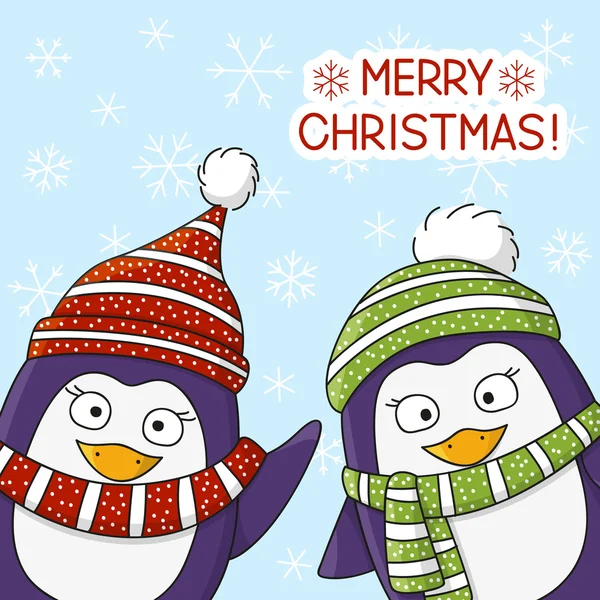 Два рождественских пингвина — стоковый вектор