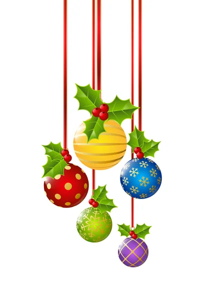 Carte de voeux avec boules de Noël — Image vectorielle