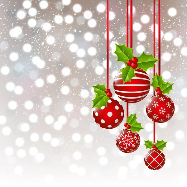 赤い玉のクリスマスの背景 — ストックベクタ
