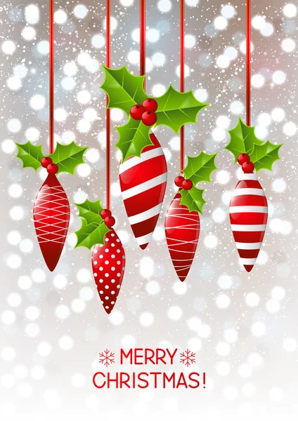 Greeting card with Christmas balls — Stock Vector