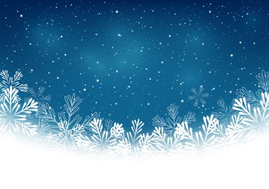 Mavi arkaplanda kar taneleri