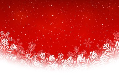 Kırmızı arkaplanda kar taneleri