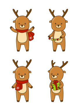 Sevimli Noel geyiği kümesi