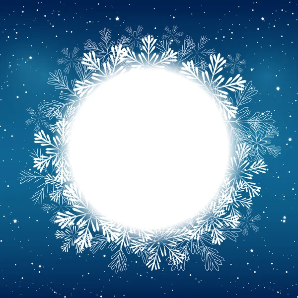 Jul snöflingor rund ram — Stock vektor