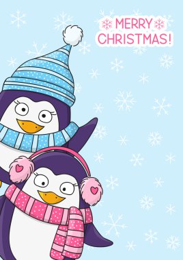 Penguenli Noel kartı