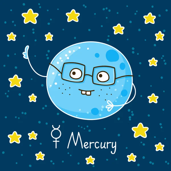 Lindo dibujo animado Mercurio en el espacio — Archivo Imágenes Vectoriales