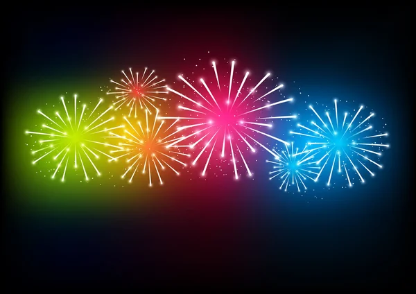 Coloridos fuegos artificiales festivos — Vector de stock