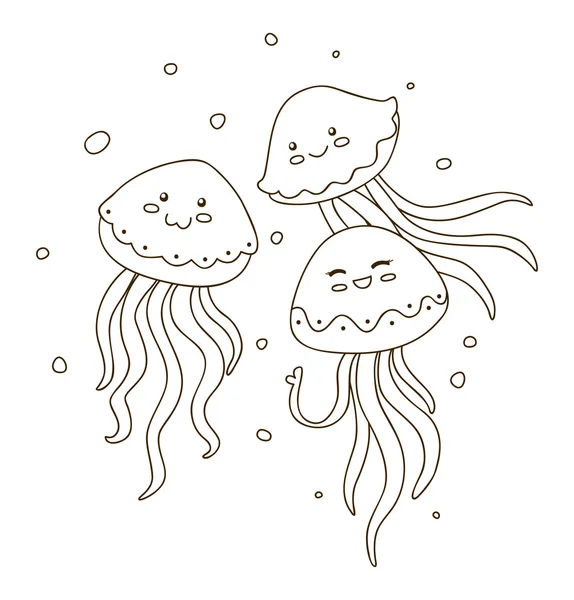 Медузы для раскраски — стоковый вектор