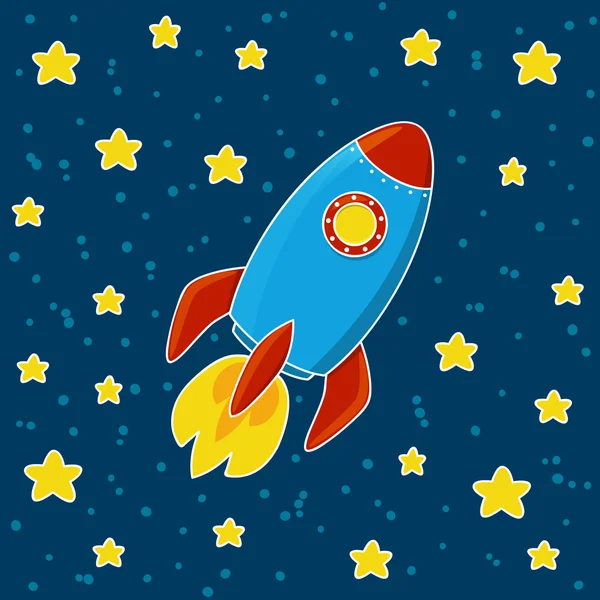 Cartoon Rocket dans l'espace — Image vectorielle