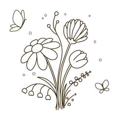 Boyama kitabı için çiçek buketi