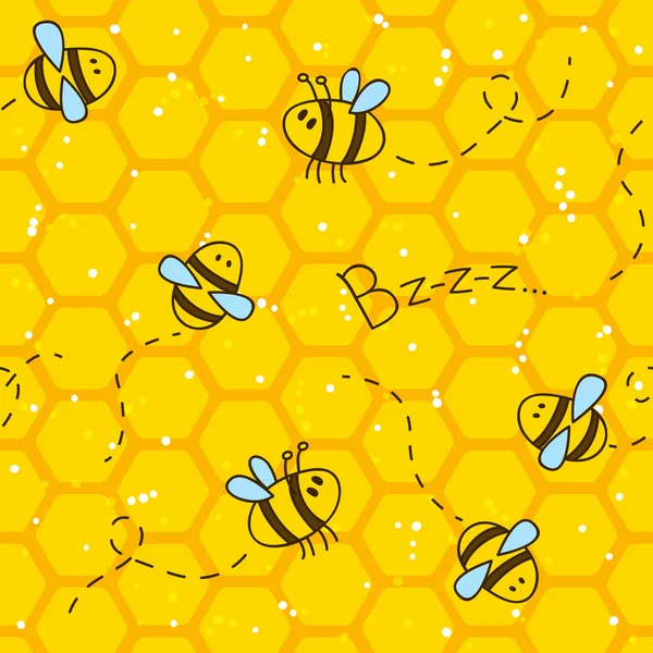 Padrão sem costura com abelhas —  Vetores de Stock