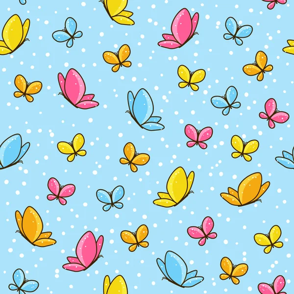 Seamless pattern with color butterflies