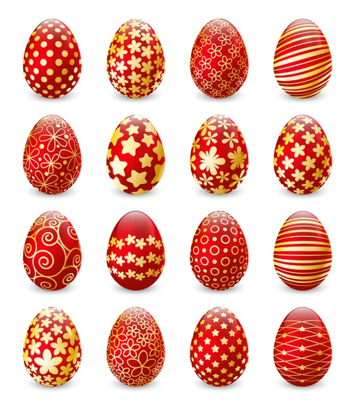 Set of red Easter eggs — Stock Vector