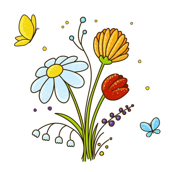Jarní květinové kytice — Stockový vektor
