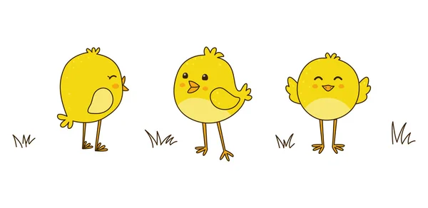 Söta tecknade kycklingar — Stock vektor