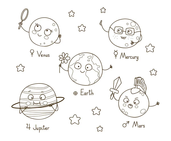 Planètes de dessin animé mignon — Image vectorielle