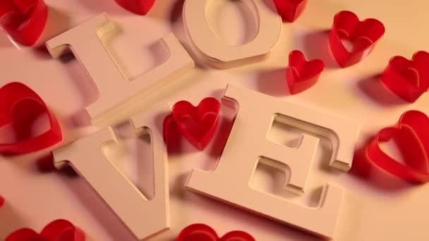 Love sign with red hearts — Stock Video