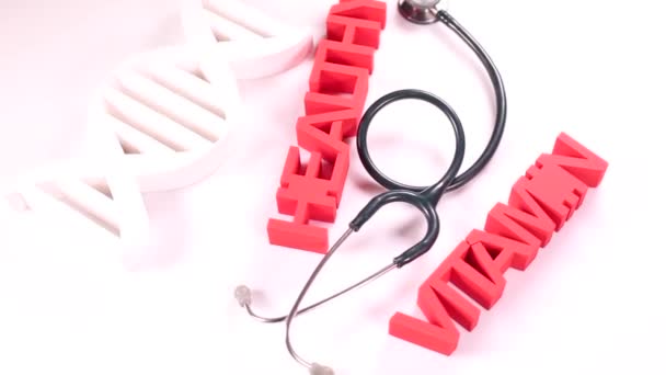 Witamina zdrowy znak z stetoskop — Wideo stockowe