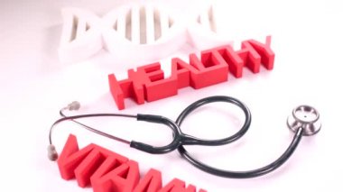 Steteskop ve hap sağlıklı vitamin işaretiyle 