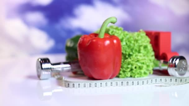 Концепція дієти та фітнесу — стокове відео
