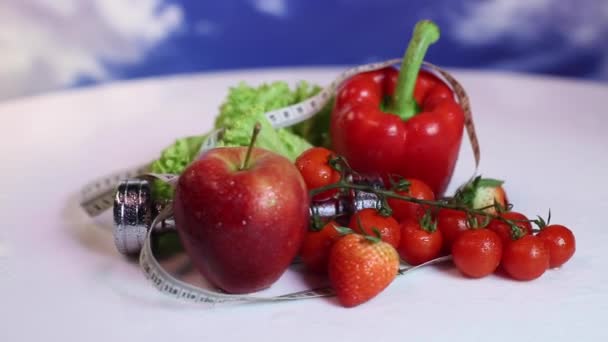 Fresh fruits and vegetables — Stock Video