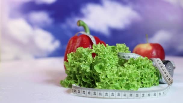 Frutta e verdura fresca, Concetto fitness — Video Stock