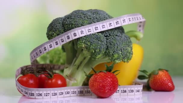 Cibo e metro, concetto di fitness — Video Stock