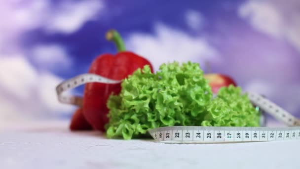 신선한 과일과 야채, 피트 니스 개념 — 비디오