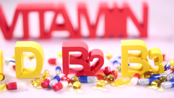 Koncepcja witaminy, tabletek suplement — Wideo stockowe