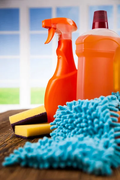 Group Assorted Cleaning Window Background — Stock Photo, Image