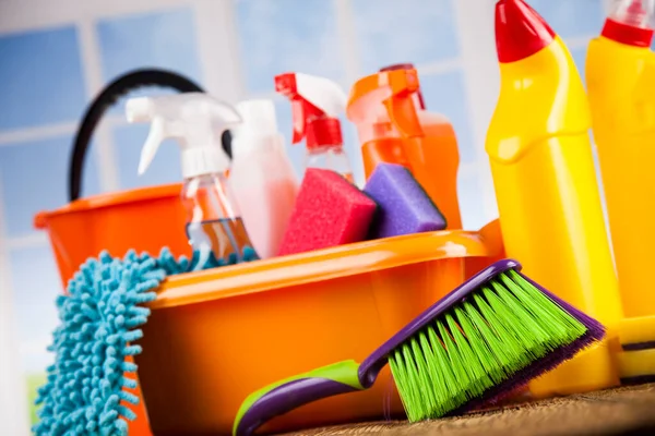 Group Assorted Cleaning Window Background — Stock Photo, Image