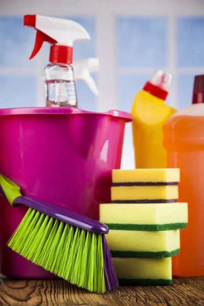 Group Assorted Cleaning Window Background — Stock Photo, Image