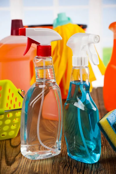 Set Cleaning Products Equipment Background — Stock Photo, Image