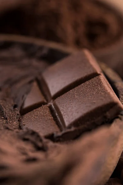 Csokoládé Szelet Édesség Kakaóbab Por — Stock Fotó