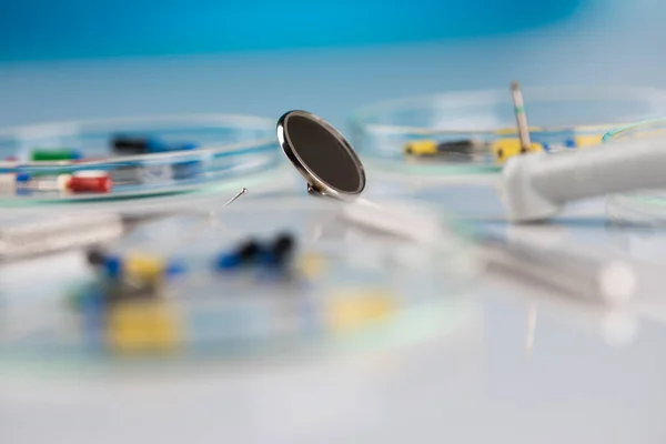 Dentist Equipment Blue Background — Stock Photo, Image