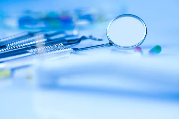 Dentist Equipment Blue Background — Stock Photo, Image