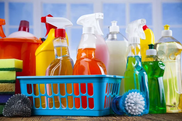 Set Cleaning Products Equipment Background — Stock Photo, Image