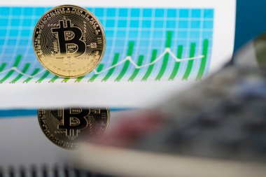 Bitcoin bir kripto para birimi ve dünya çapında ödeme, teknoloji konsepti