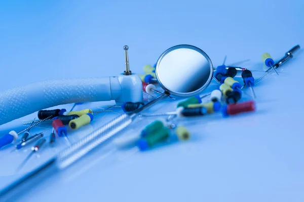 Set Metal Medical Equipment Tools Teeth Dental — Stock Photo, Image