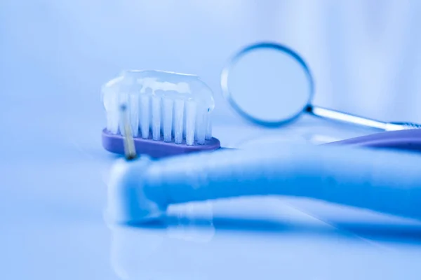 Set Metal Medical Equipment Tools Teeth Dental — Stock Photo, Image