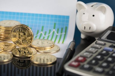 Kripto Para, İş, Bitcoin Para ve Ticaret Konsepti