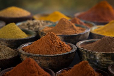 Kasenin arka planında renkli baharatlar