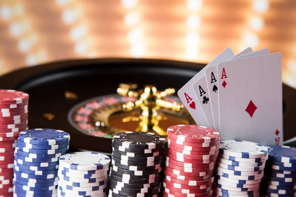 Roleta Casino Correndo Movimento Fichas Poker — Fotografia de Stock