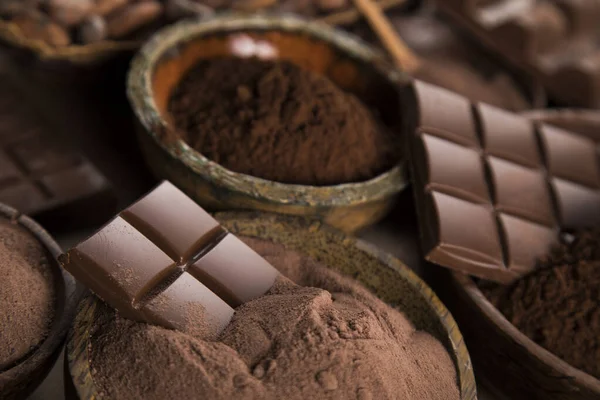Válogatott Csokoládé Szelet Édességet Kakaó Hüvely — Stock Fotó