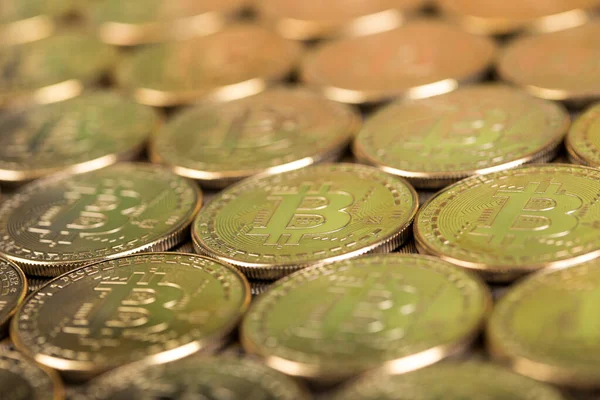 Cryptocurrencys Nowe Pieniądze Cyfrowe Bitcoin Monety — Zdjęcie stockowe