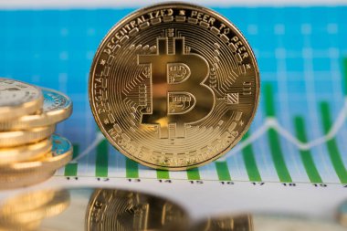 Kripto para birimi konsepti. Sanal para birimi arkaplanı, Bitcoin