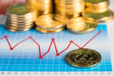 Grafik, Altın Bitcoin madeni para, sanal para, finansal konsept