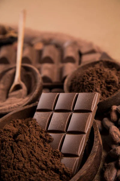 Aromatische Cacao Chocolade Natuurlijke Papieren Ondergrond — Stockfoto
